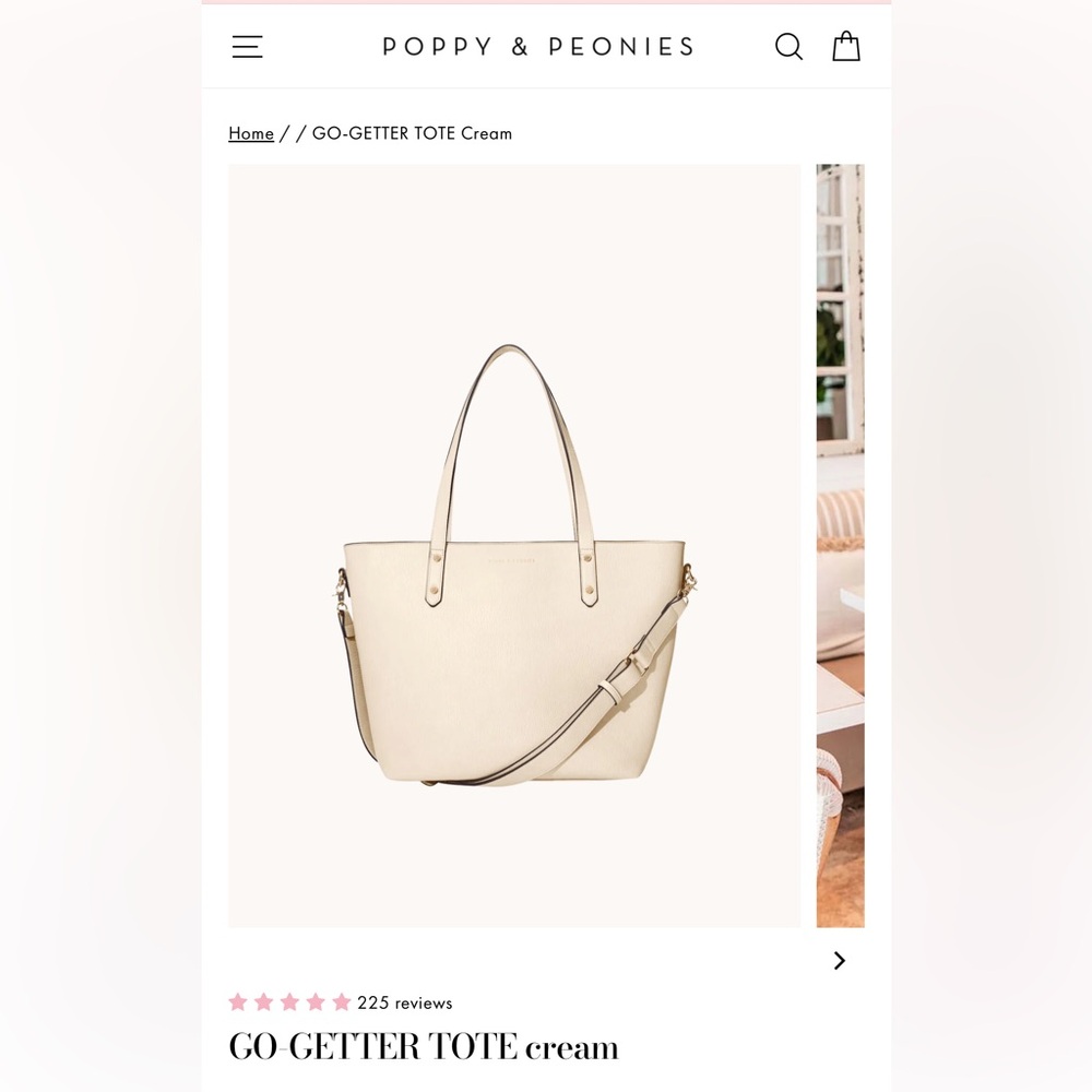 Poppy & Peonies Go Getter Tote in Cream